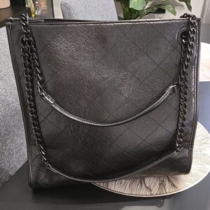 Aldo Black Quilted Chain-Handle Tote